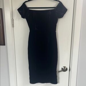 BCBG Purple Velvet Off-Shoulder Dress